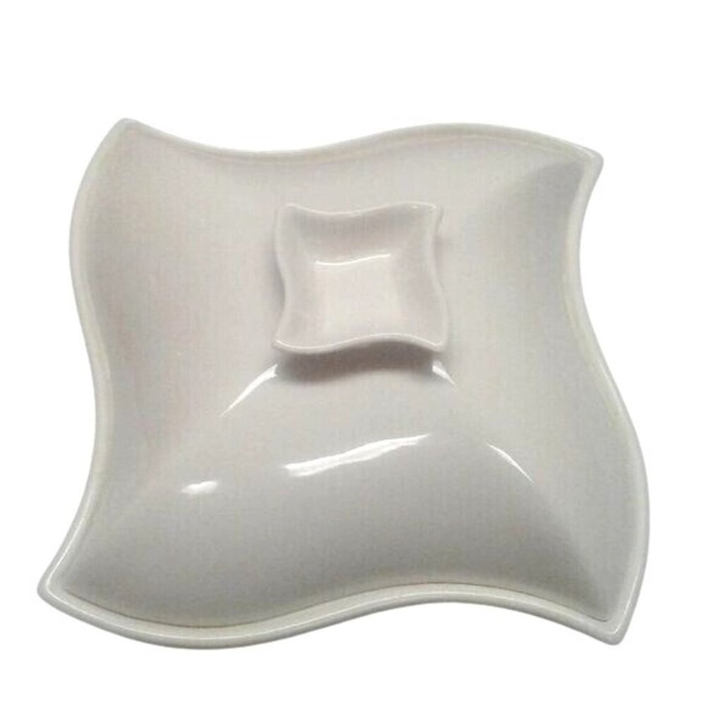 Godinger Siena White Ceramic 1 quart Covered Serving Dish Lid Casserole Chafing